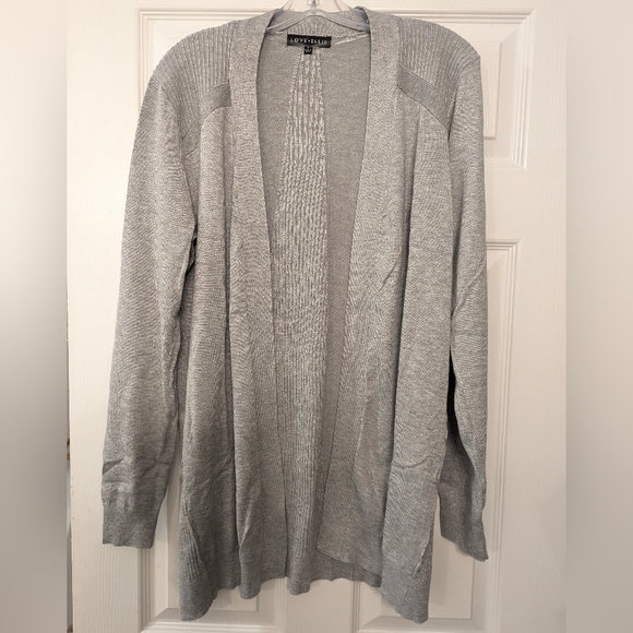 New LOVE ELLIE gray long knit open front soft lightweight cardigan sweater sz L - Picture 1 of 7